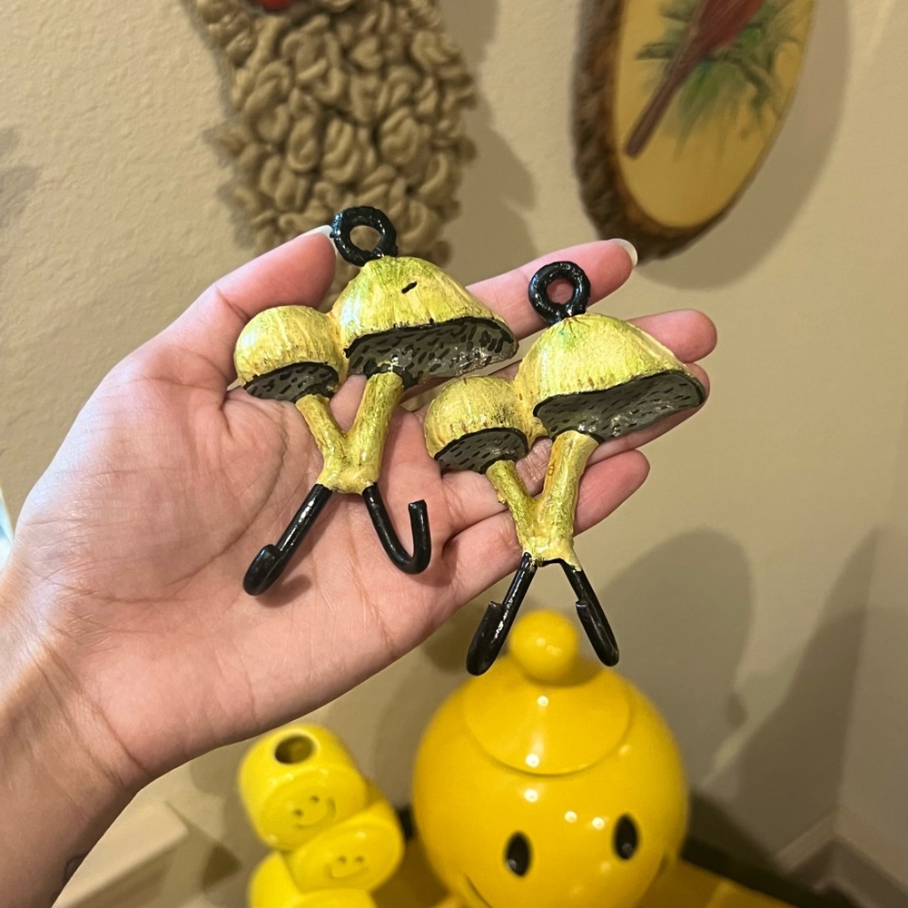 Vintage metal mushroom hooks